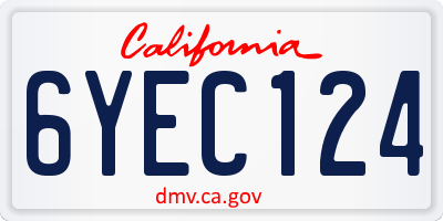 CA license plate 6YEC124