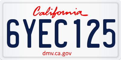 CA license plate 6YEC125