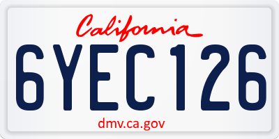 CA license plate 6YEC126