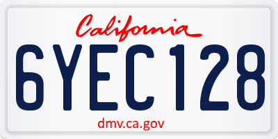 CA license plate 6YEC128