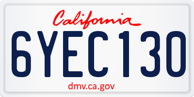 CA license plate 6YEC130