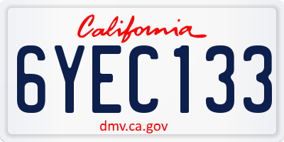CA license plate 6YEC133