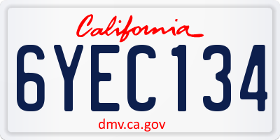 CA license plate 6YEC134