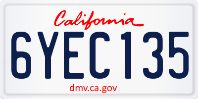 CA license plate 6YEC135