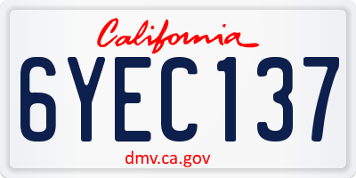 CA license plate 6YEC137