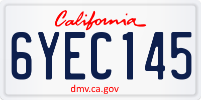 CA license plate 6YEC145