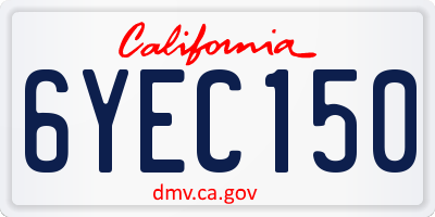 CA license plate 6YEC150