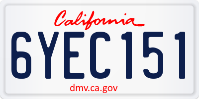 CA license plate 6YEC151