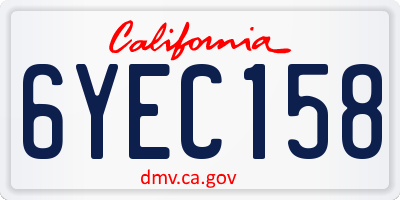 CA license plate 6YEC158