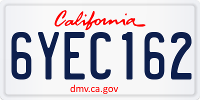CA license plate 6YEC162