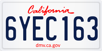 CA license plate 6YEC163