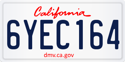 CA license plate 6YEC164