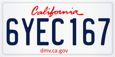 CA license plate 6YEC167