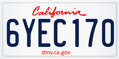 CA license plate 6YEC170