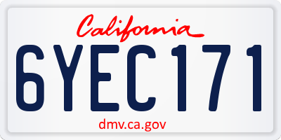 CA license plate 6YEC171