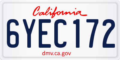 CA license plate 6YEC172