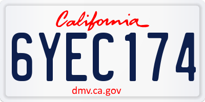 CA license plate 6YEC174