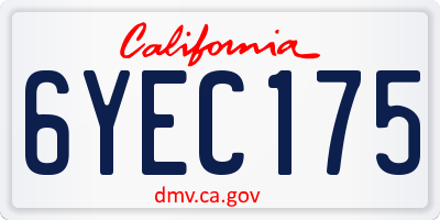CA license plate 6YEC175