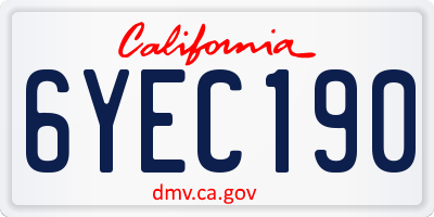 CA license plate 6YEC190