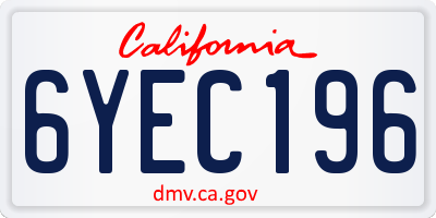 CA license plate 6YEC196