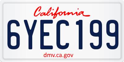 CA license plate 6YEC199
