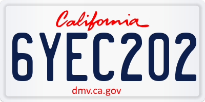 CA license plate 6YEC202