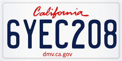 CA license plate 6YEC208