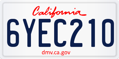 CA license plate 6YEC210