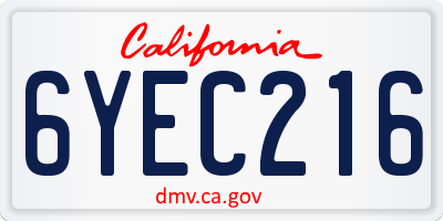 CA license plate 6YEC216