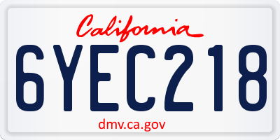 CA license plate 6YEC218