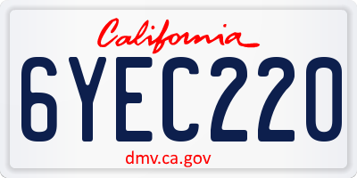 CA license plate 6YEC220