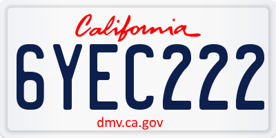 CA license plate 6YEC222