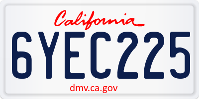 CA license plate 6YEC225