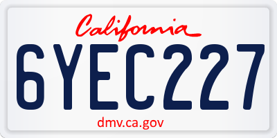 CA license plate 6YEC227