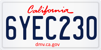 CA license plate 6YEC230