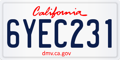 CA license plate 6YEC231