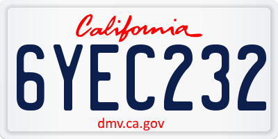 CA license plate 6YEC232