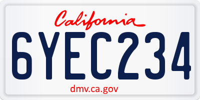 CA license plate 6YEC234