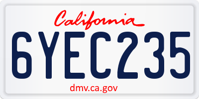 CA license plate 6YEC235