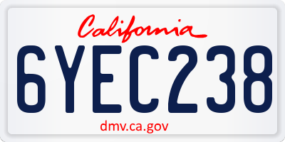 CA license plate 6YEC238