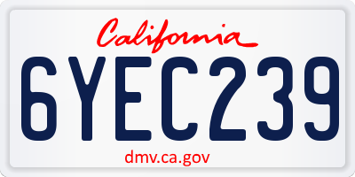 CA license plate 6YEC239