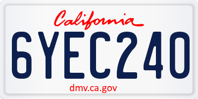 CA license plate 6YEC240
