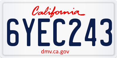 CA license plate 6YEC243