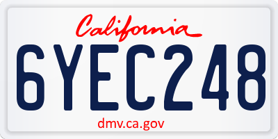 CA license plate 6YEC248