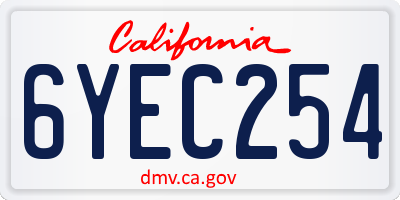 CA license plate 6YEC254