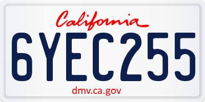 CA license plate 6YEC255