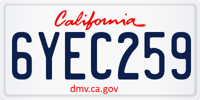 CA license plate 6YEC259