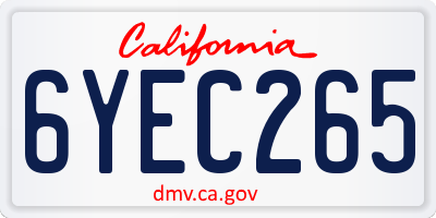 CA license plate 6YEC265