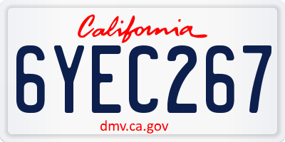 CA license plate 6YEC267