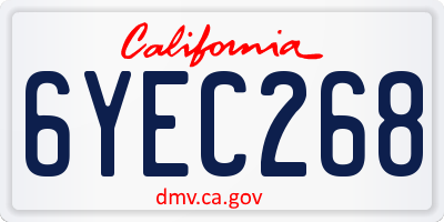 CA license plate 6YEC268